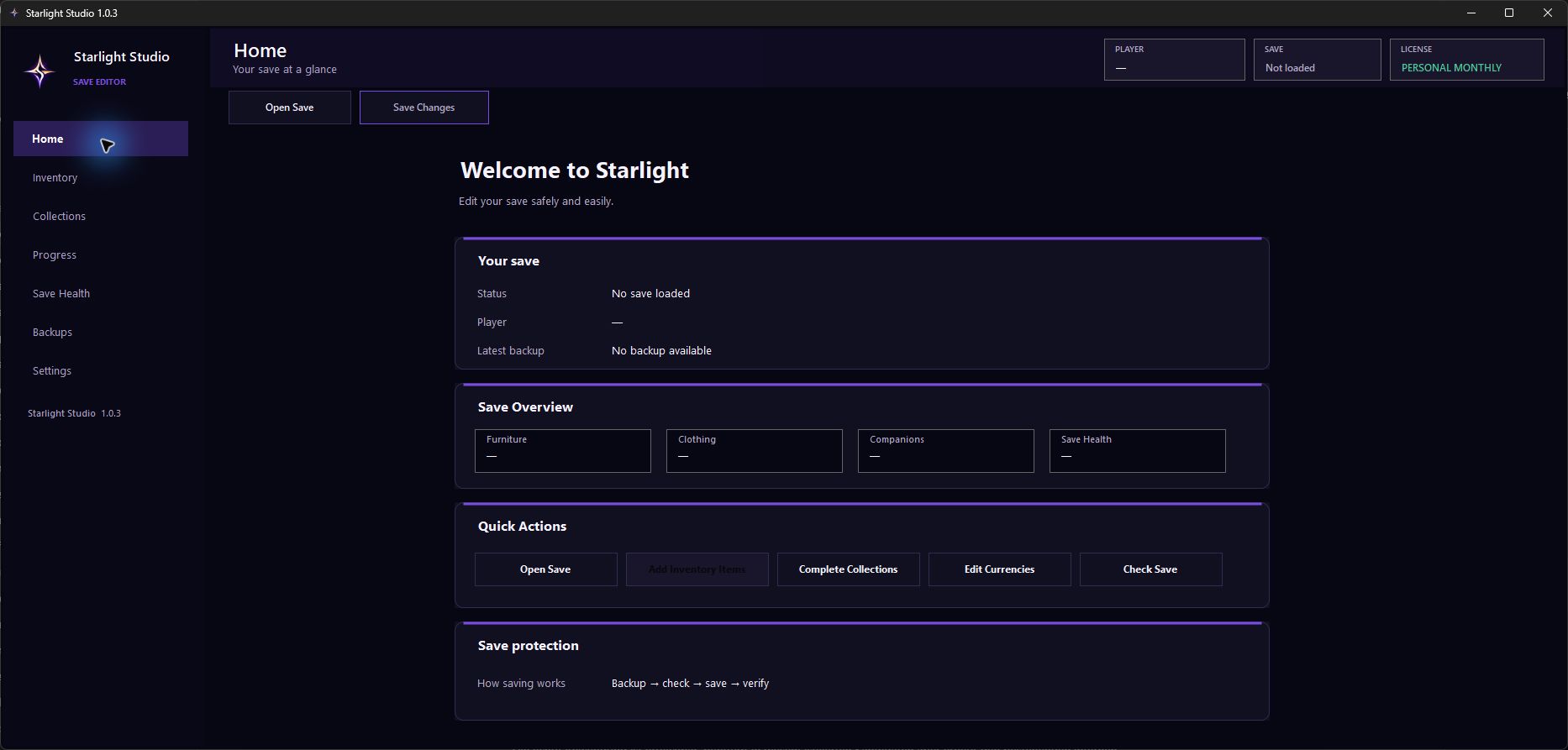Real Starlight Studio 1.0.3 Home screen